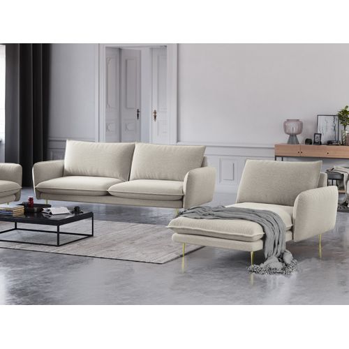 Méridienne Droite "vienna" En Tissu Structurel Beige Clair