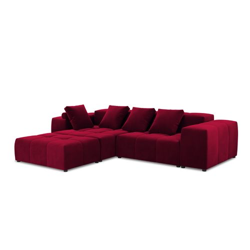 Canapé D'angle Symétrique Modulable "rome" 5 Places En Velours Rouge