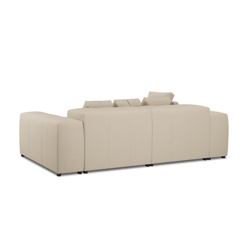 Canapé D'angle Symétrique Modulable "rome" 4 Places En Tissu Structurel Beige