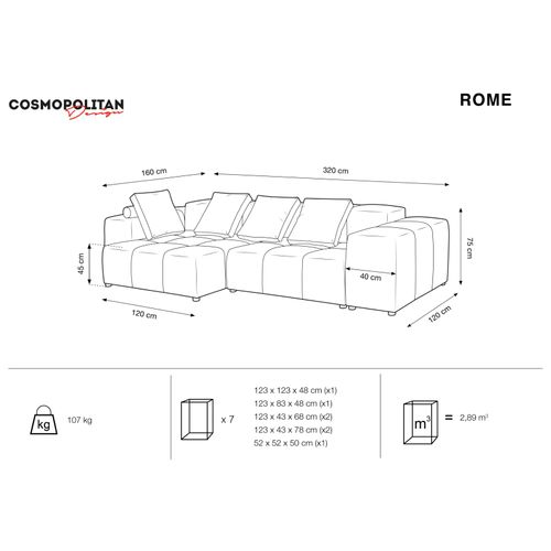 Canapé D'angle Symétrique Modulable "rome" 4 Places En Tissu Structurel Noir