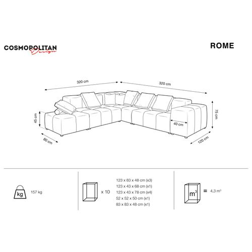 Canapé D'angle Symétrique Modulable "rome" 7 Places En Tissu Structurel Bleu Foncé