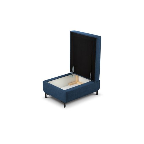 Pouf Avec Coffre "yanis" En Tissu Structurel Bleu
