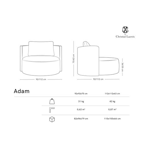 Fauteuil Pivotant "adam" En Bouclé Gris Clair