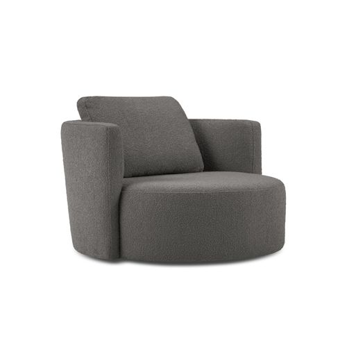 Fauteuil XL Pivotant "adam" En Bouclé Gris Foncé