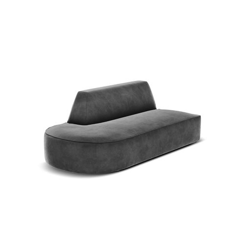 Canapé Modulable Gauche "charles" 2 Places En Velours Gris Foncé