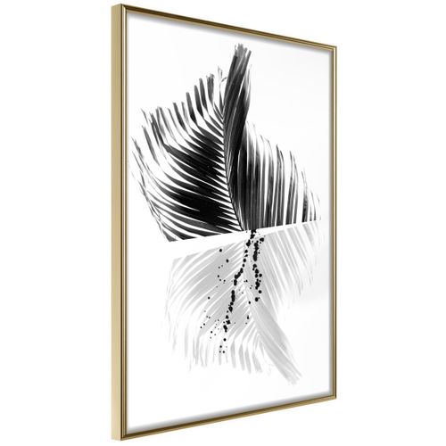 Affiche Murale Encadrée "abstract Feather" 30 X 42 Cm Doré
