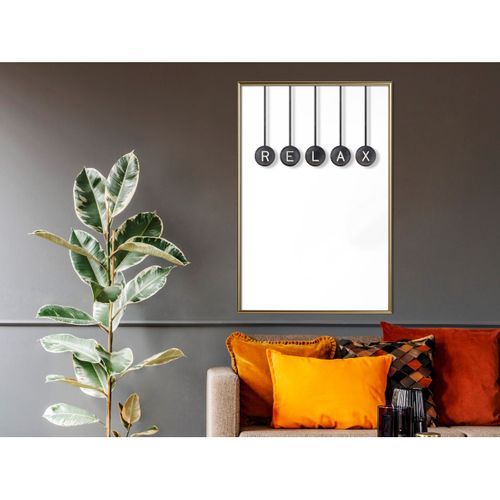 Affiche Murale Encadrée "relax" 40 X 60 Cm Doré