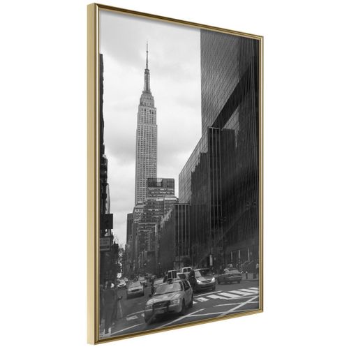 Affiche Murale Encadrée "empire State Building" 21 X 30 Cm Doré