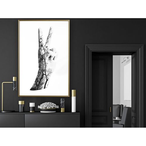 Affiche Murale Encadrée "peace" 40 X 60 Cm Doré