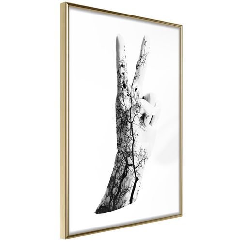 Affiche Murale Encadrée "peace" 40 X 60 Cm Doré
