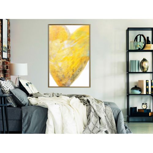 Affiche Murale Encadrée "amber Heart" 40 X 60 Cm Doré