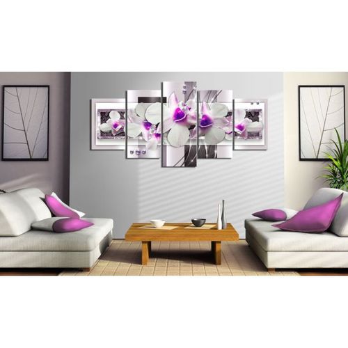 Tableau Fleurs With Violet Accent 100x50 Cm