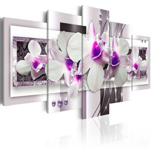 Tableau Fleurs With Violet Accent 100x50 Cm