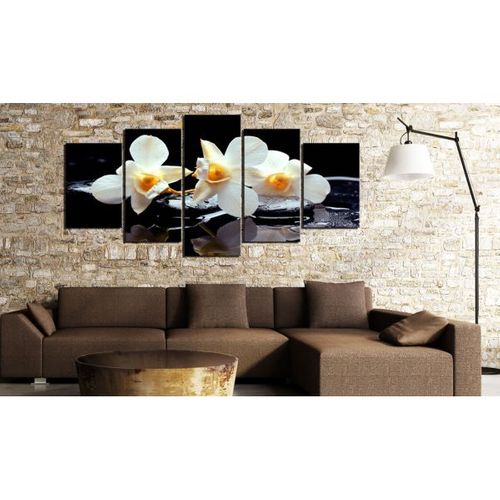 Tableau Fleurs Orchidée Avec Un Accent Orange 200x100 Cm