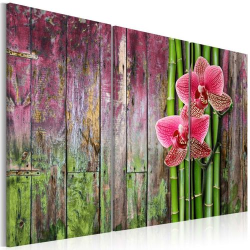 Tableau Zen Fleur Et Bambou 120x80 Cm