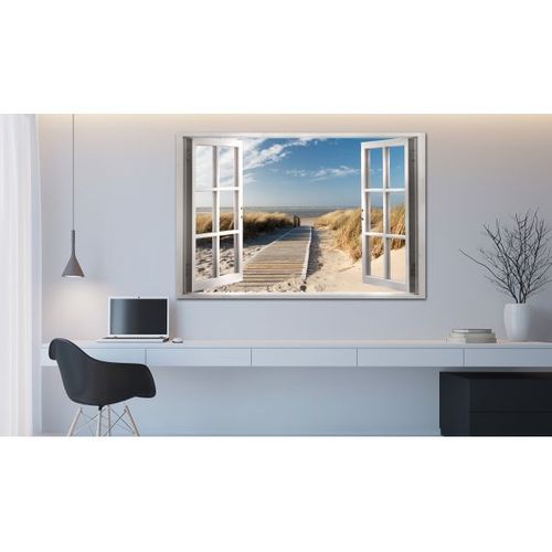 Tableau Window: View Of The Beach 90x60 Cm