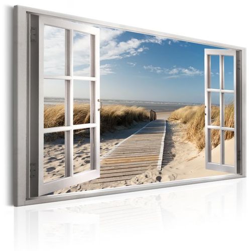 Tableau Window: View Of The Beach 90x60 Cm