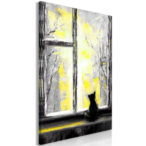 Tableau Longing Kitty 1 Pièce Vertical Yellow 40x60 Cm