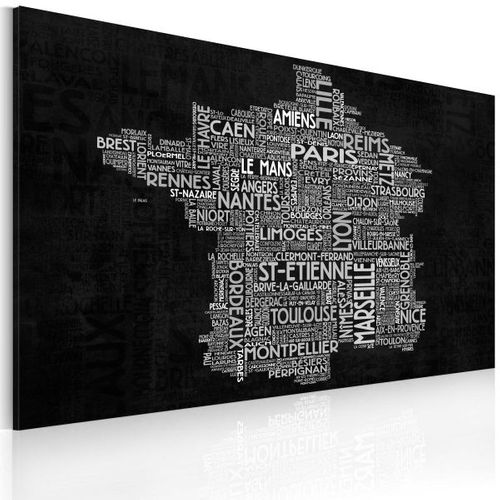 Tableau Cartes Du Monde Text Map Of France On The Black Background 120x80 Cm