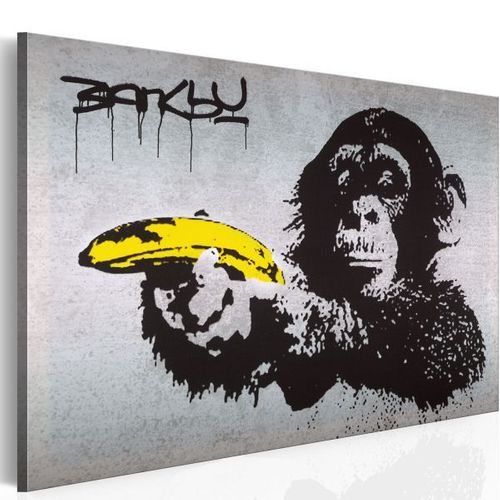 Tableau Arrête Ou Le Singe Va Tirer! Banksy 90x60 Cm