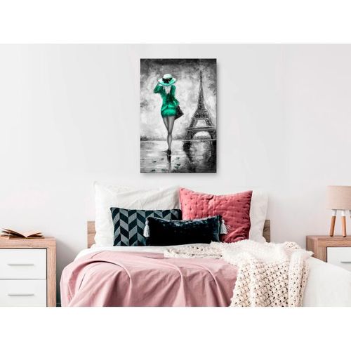 Tableau Personnages Parisian Woman (1 Part) Vertical Green 40x60 Cm