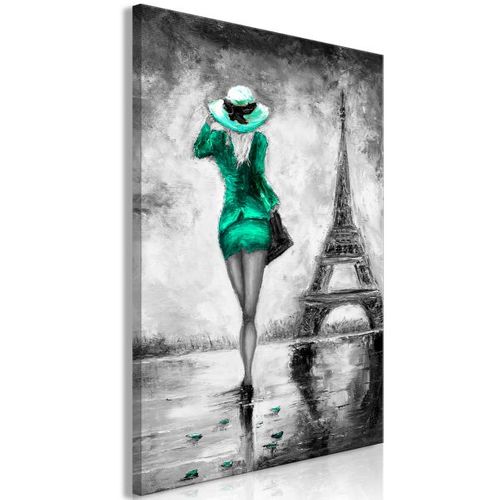 Tableau Personnages Parisian Woman (1 Part) Vertical Green 40x60 Cm