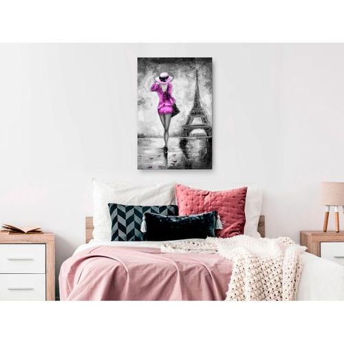 Tableau Personnages Parisian Woman (1 Part) Vertical Pink 80x120 Cm