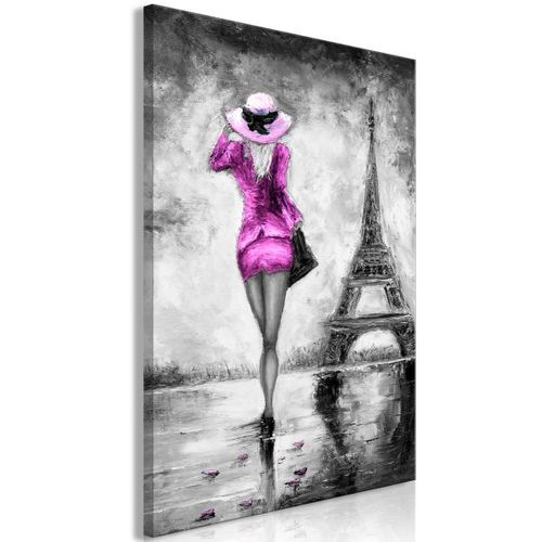 Tableau Personnages Parisian Woman (1 Part) Vertical Pink 80x120 Cm