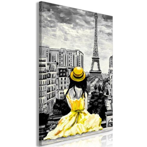 Tableau Villes Paris Colour (1 Part) Vertical Yellow 80x120 Cm