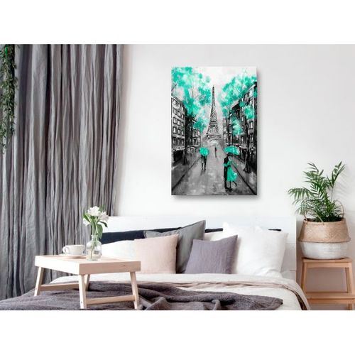 Tableau Villes Paris Rendez-vous (1 Part) Vertical Green 80x120 Cm