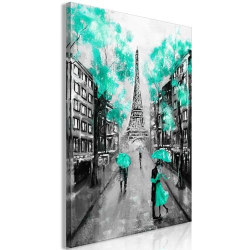 Tableau Villes Paris Rendez-vous (1 Part) Vertical Green 80x120 Cm