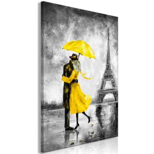 Tableau Villes Paris Fog (1 Part) Vertical Yellow 40x60 Cm