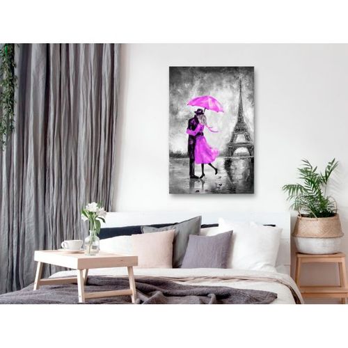 Tableau Villes Paris Fog (1 Part) Vertical Pink 40x60 Cm