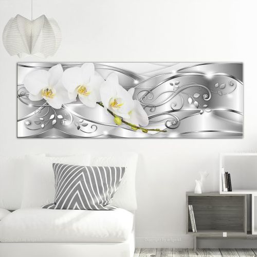 Tableau Flowering (1 Part) Narrow Silver 120x40 Cm
