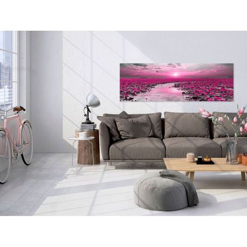 Tableau Lilies And Sunset (1 Part) Narrow 120x40 Cm