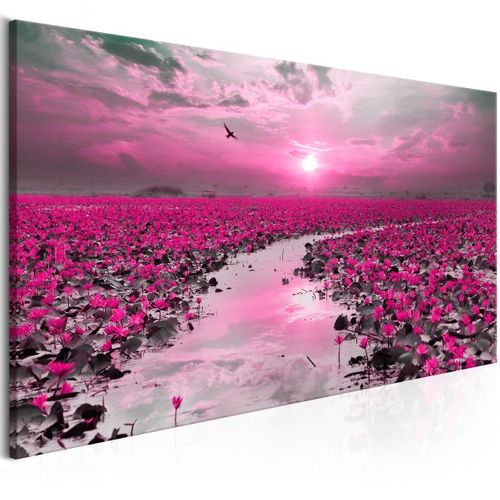 Tableau Lilies And Sunset (1 Part) Narrow 120x40 Cm