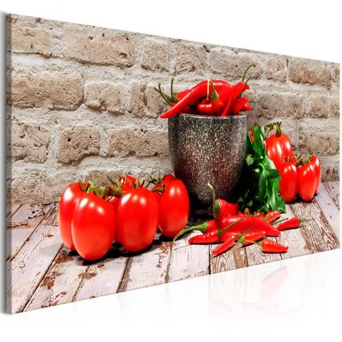 Tableau Nature Morte Red Vegetables (1 Part) Brick Narrow 120x40 Cm