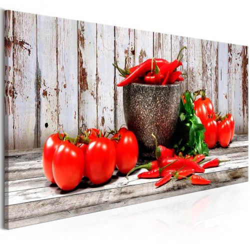 Tableau Nature Morte Red Vegetables (1 Part) Wood Narrow 135x45 Cm