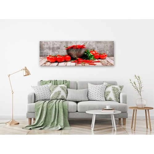 Tableau Nature Morte Red Vegetables (1 Part) Concrete Narrow 120x40 Cm