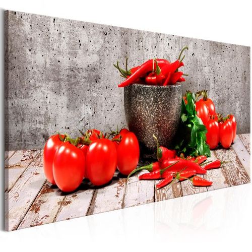 Tableau Nature Morte Red Vegetables (1 Part) Concrete Narrow 120x40 Cm