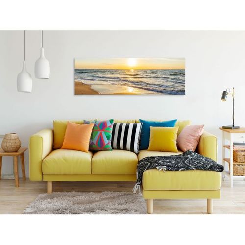 Tableau Calm Waves (1 Part) Narrow Golden 150x50 Cm