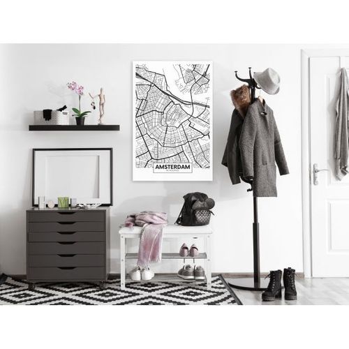 Tableau Cartes Du Monde Map Of Amsterdam (1 Part) Vertical 40x60 Cm