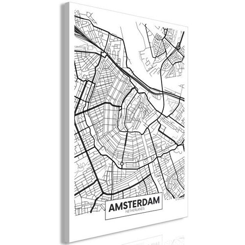 Tableau Cartes Du Monde Map Of Amsterdam (1 Part) Vertical 40x60 Cm
