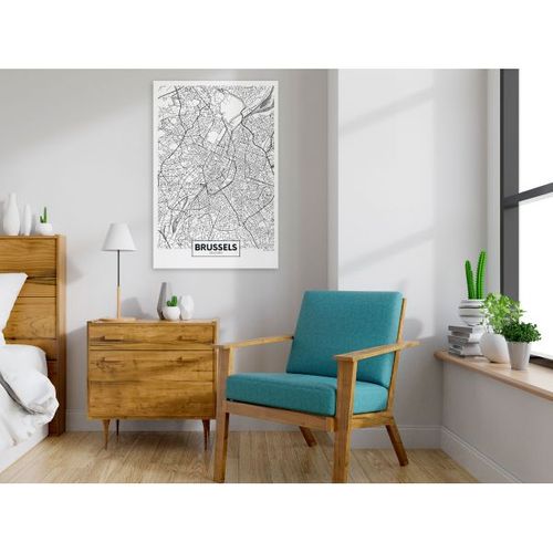 Tableau Cartes Du Monde Map Of Brussels (1 Part) Vertical 40x60 Cm