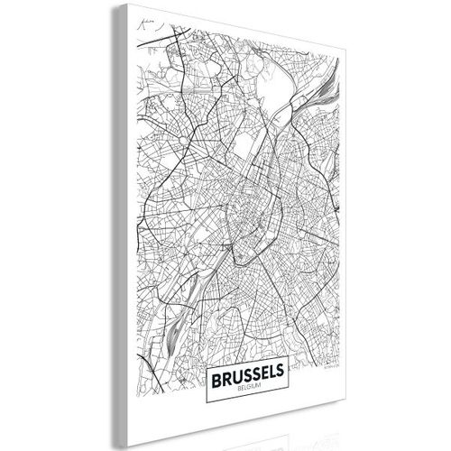 Tableau Cartes Du Monde Map Of Brussels (1 Part) Vertical 40x60 Cm