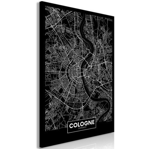 Tableau Cartes Du Monde Dark Map Of Cologne (1 Part) Vertical 40x60 Cm