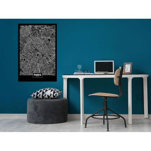 Tableau Cartes Du Monde Dark Map Of Paris (1 Part) Vertical 40x60 Cm