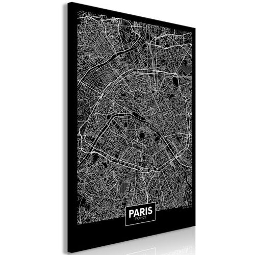 Tableau Cartes Du Monde Dark Map Of Paris (1 Part) Vertical 40x60 Cm