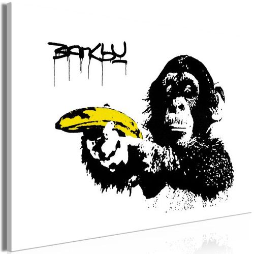 Tableau Banksy Monkey With Banana 1 Pièce Wide 90x60 Cm