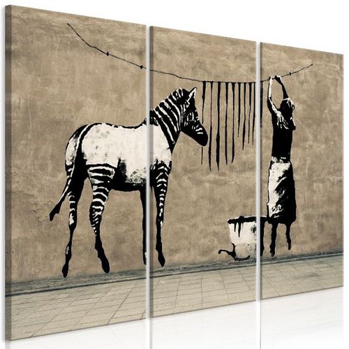 Tableau Banksy Washing Zebra On Concrete 3 Pièces 120x80 Cm